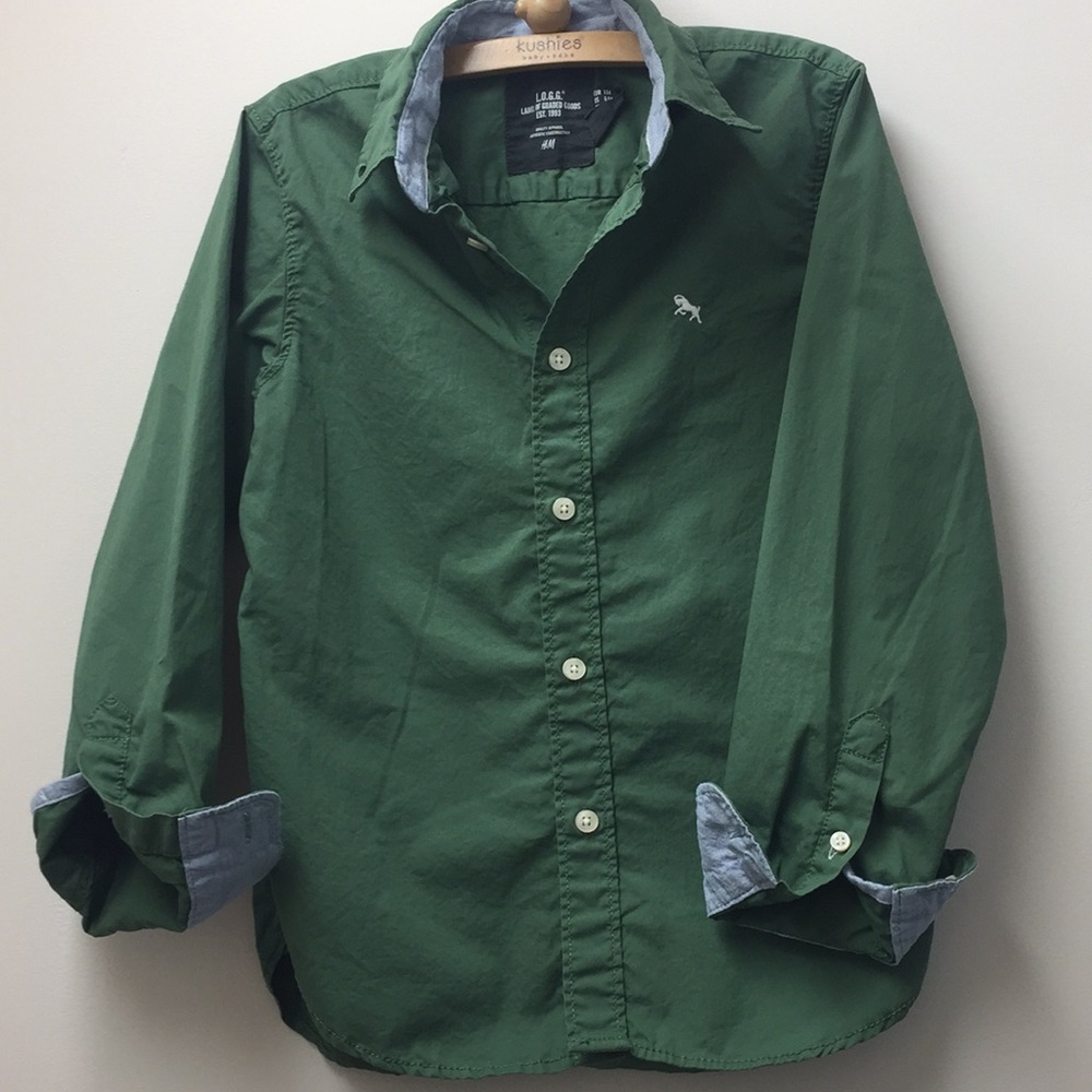 Boys H&M Green Button Down Shirt